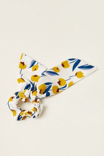 Charmz Floral Print Scrunchie with Bow Detail