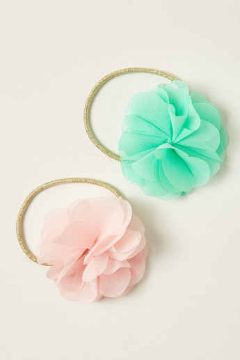 Charmz Hair Tie with Floral Accent - Set of 2