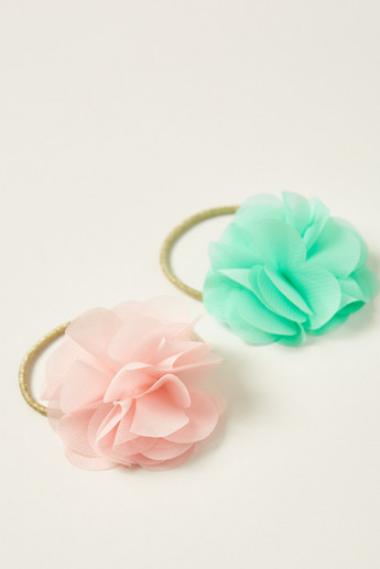 Charmz Hair Tie with Floral Accent - Set of 2