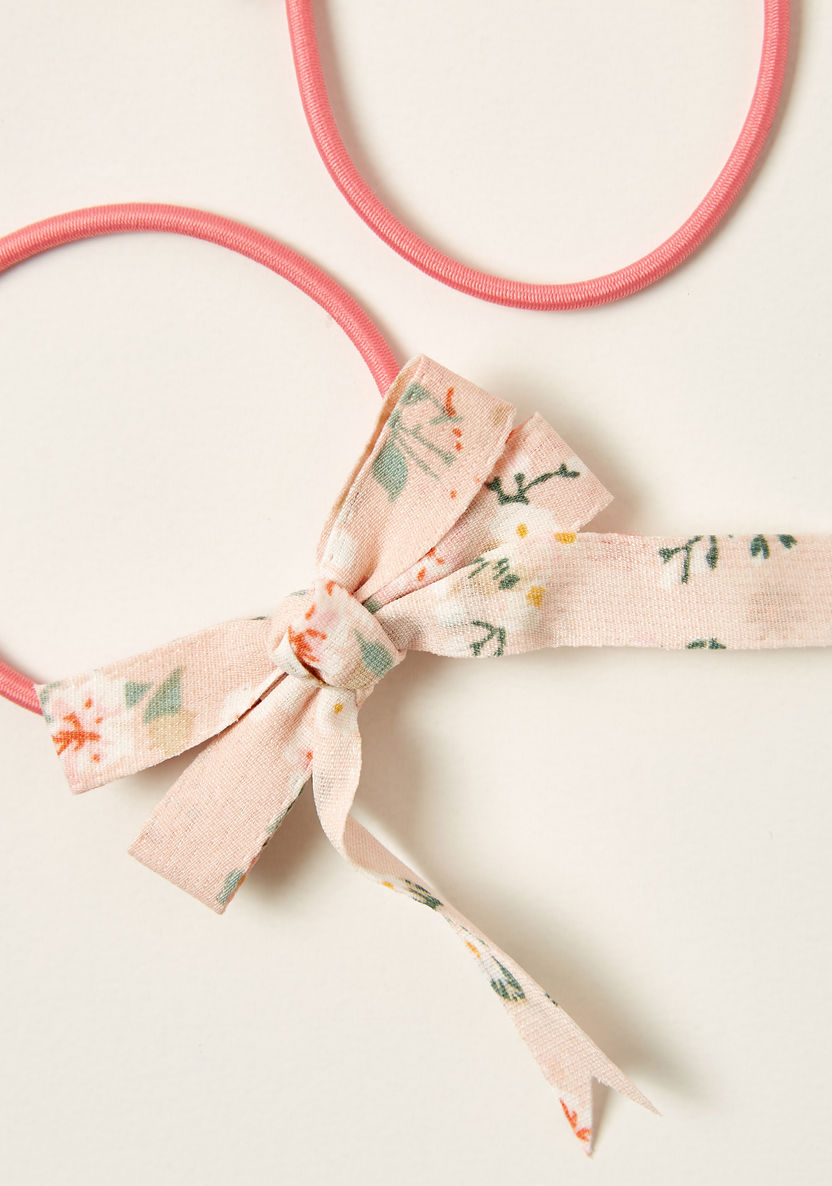 Charmz Floral Printed Bow Detail Hair Tie - Set of 2-Hair Accessories-image-2