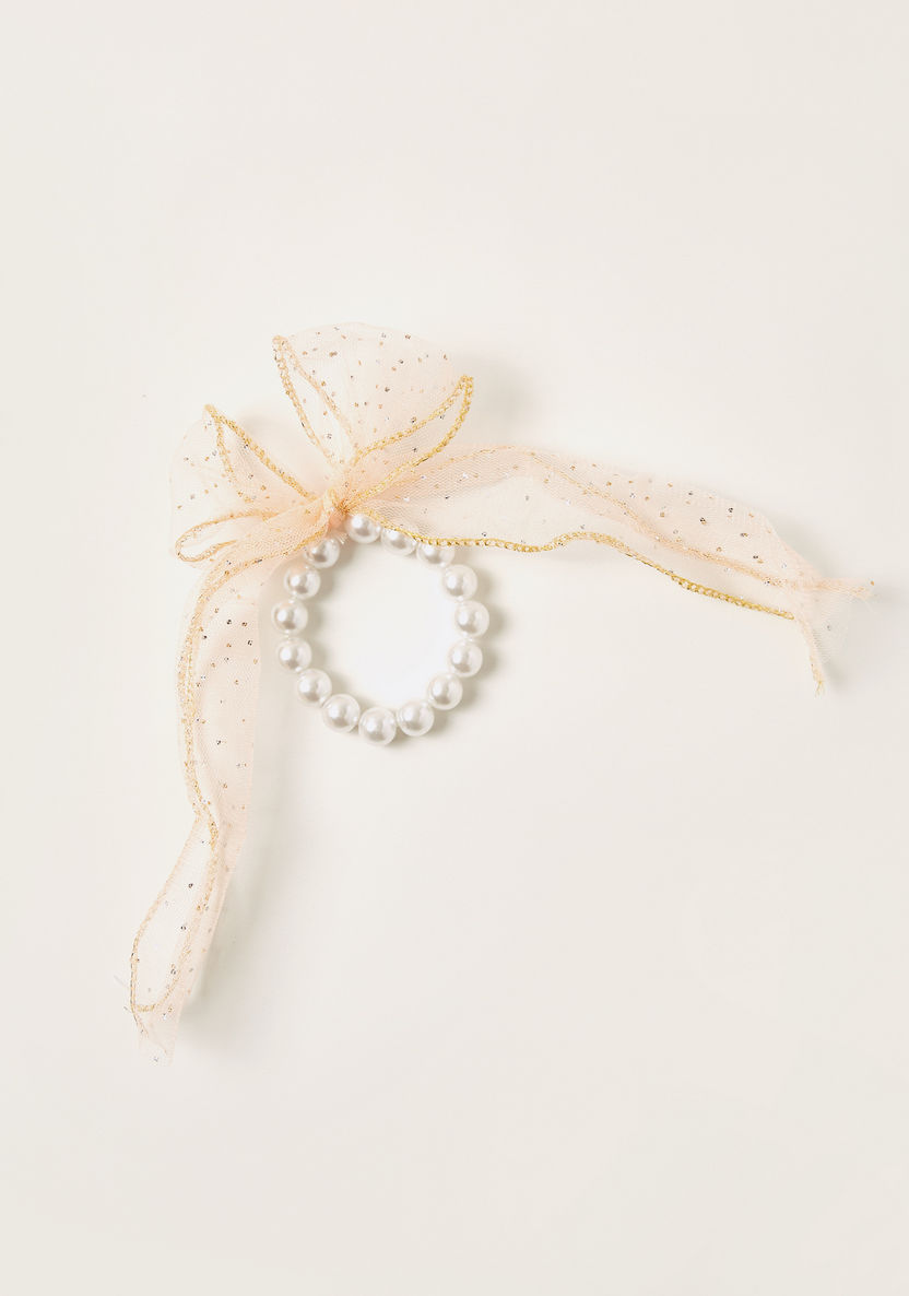 Charmz Pearl Embellished Scrunchie with Bow Accent-Hair Accessories-image-0