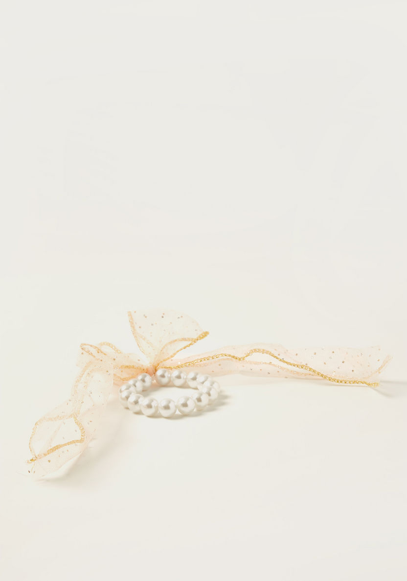 Charmz Pearl Embellished Scrunchie with Bow Accent-Hair Accessories-image-1
