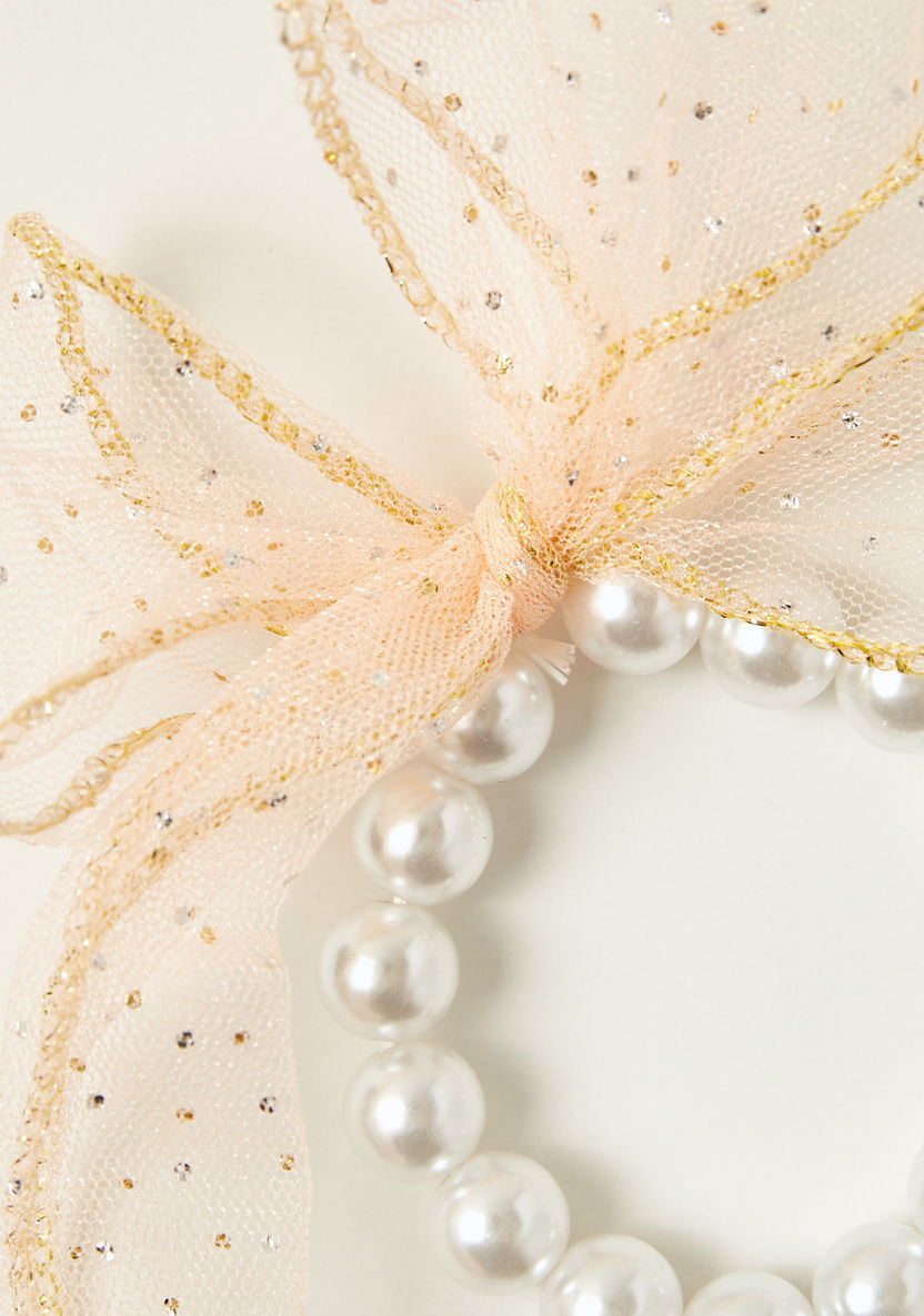 Charmz Pearl Embellished Scrunchie with Bow Accent-Hair Accessories-image-2