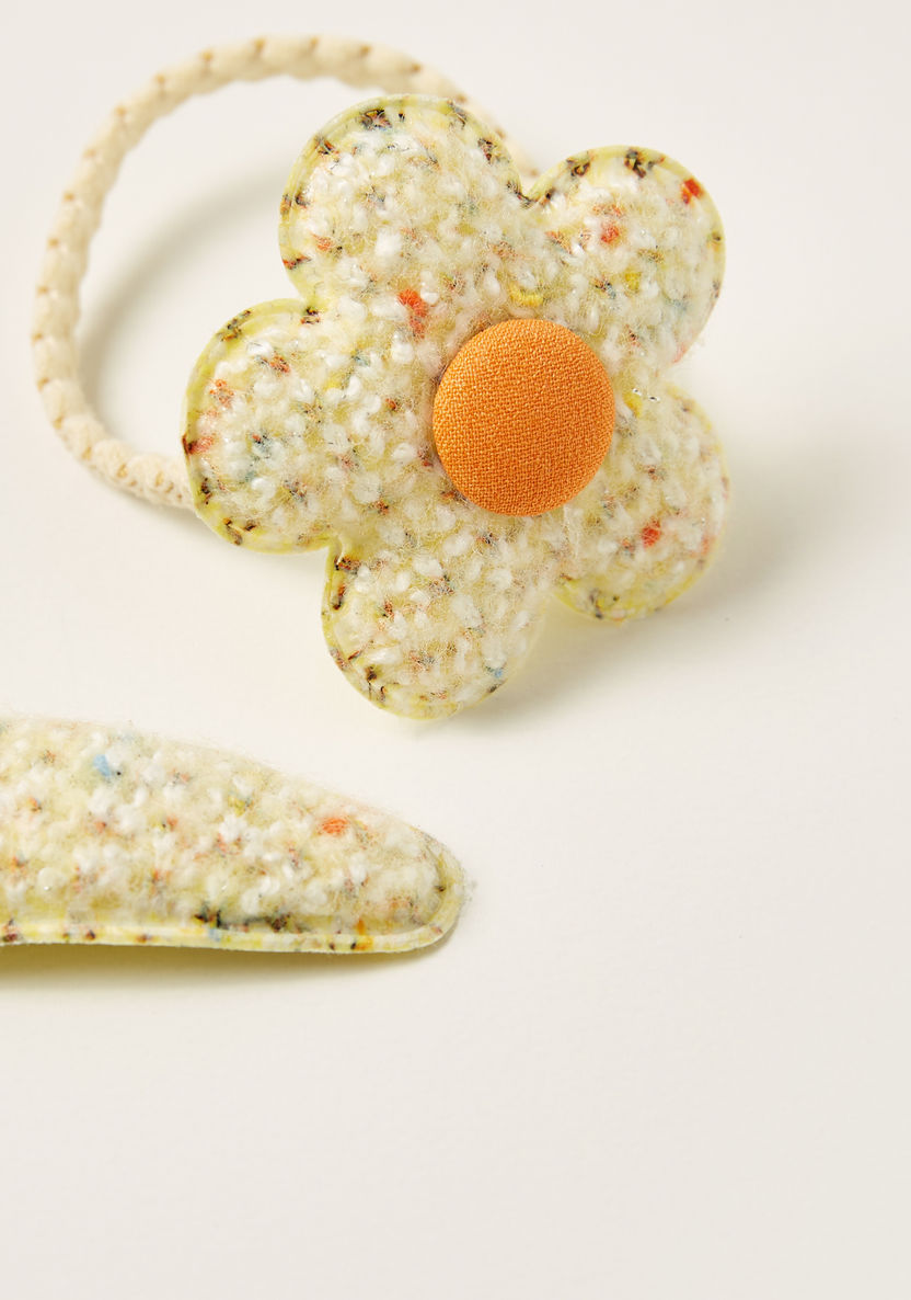 Charmz Textured Hairpin with Flower Detail Hair Tie-Hair Accessories-image-2