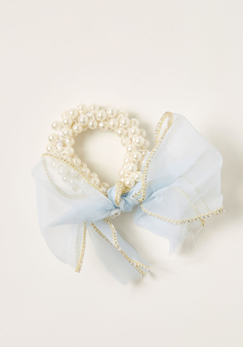 Charmz Pearl Embellished Hair Tie with Bow Accent-Hair Accessories-image-0