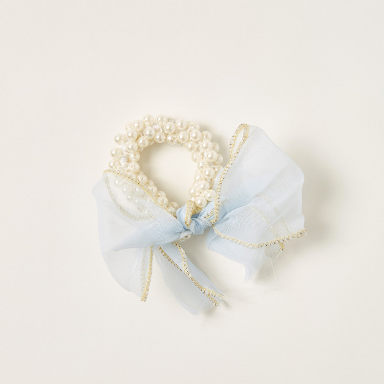 Charmz Pearl Embellished Hair Tie with Bow Accent