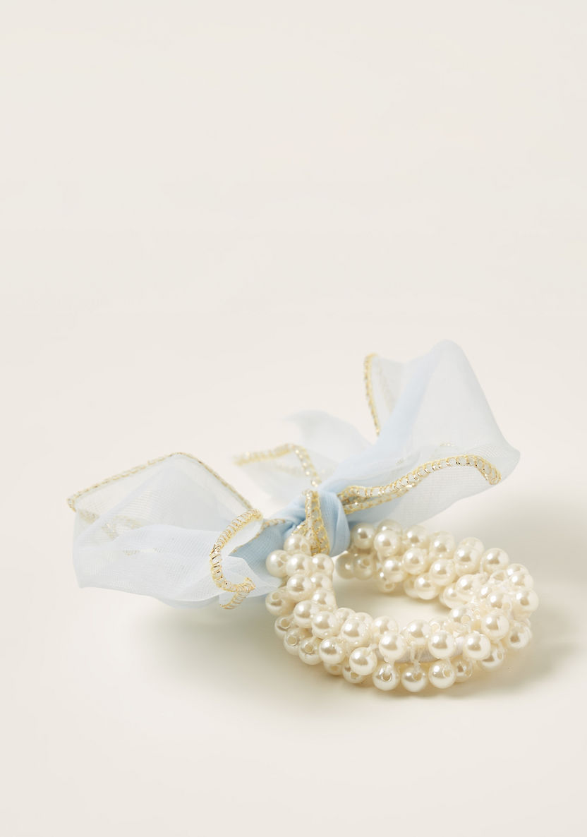 Charmz Pearl Embellished Hair Tie with Bow Accent-Hair Accessories-image-1