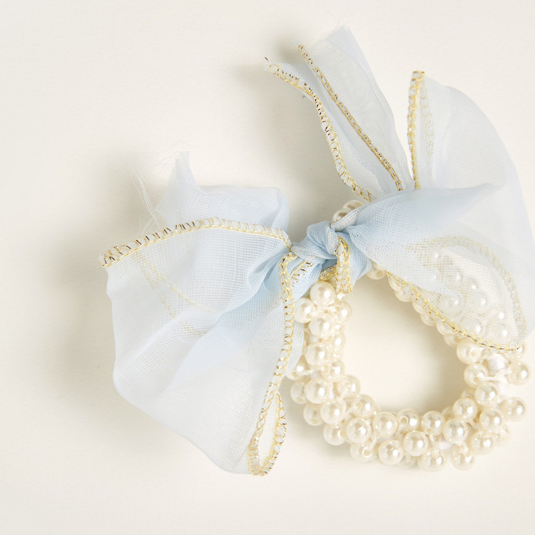 Charmz Pearl Embellished Hair Tie with Bow Accent