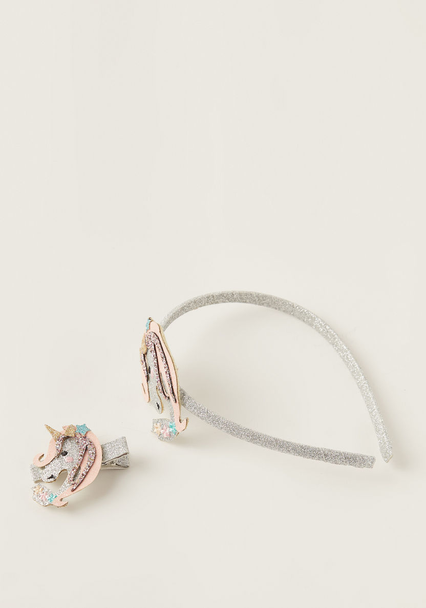 Charmz Unicorn Accented Hairband and Hair Clip Set-Hair Accessories-image-0
