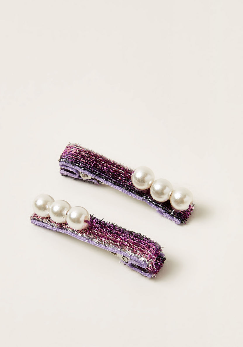 Charmz Glitter Hairpin with Pearl Detail - Set of 2-Hair Accessories-image-0