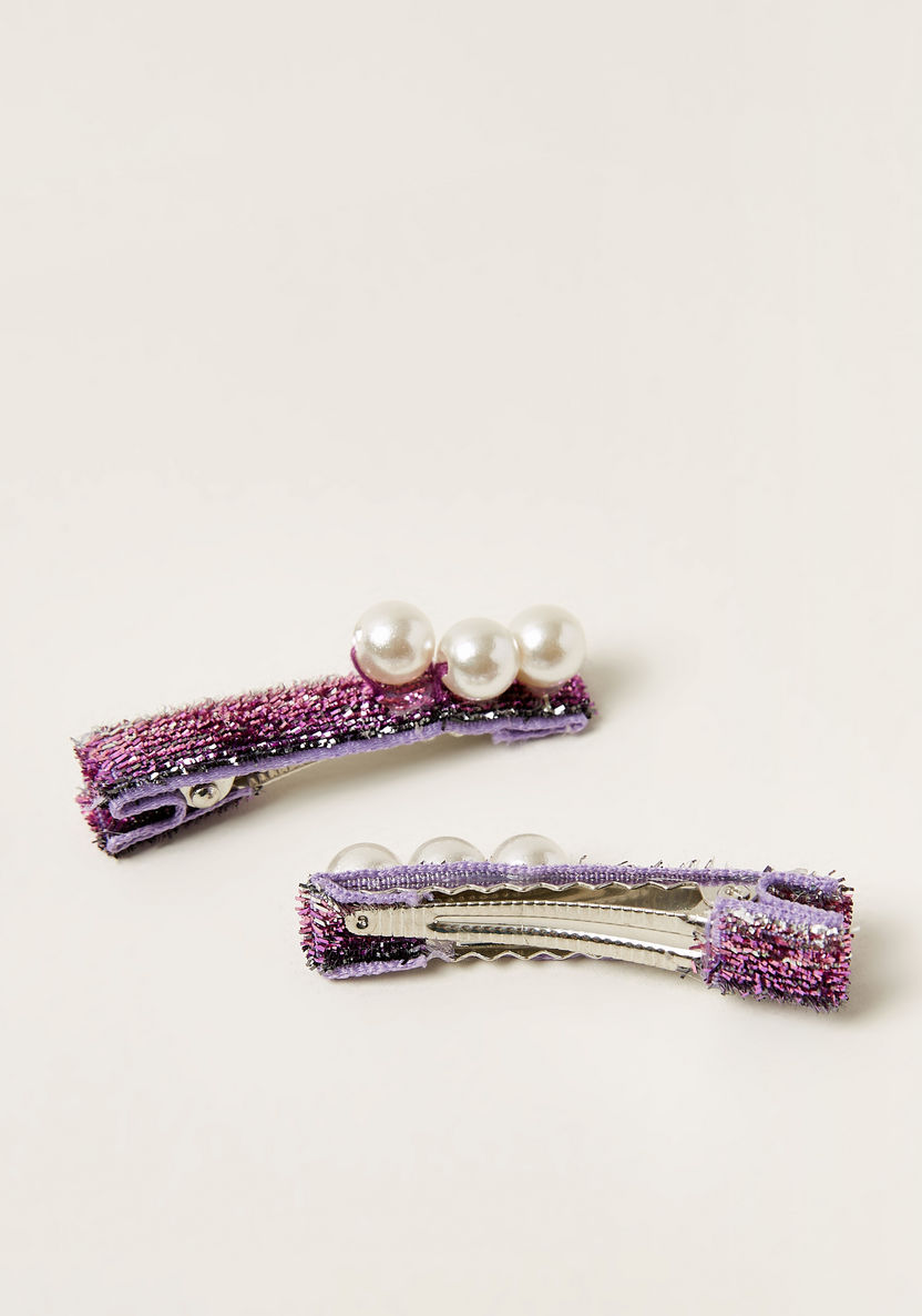 Charmz Glitter Hairpin with Pearl Detail - Set of 2-Hair Accessories-image-2