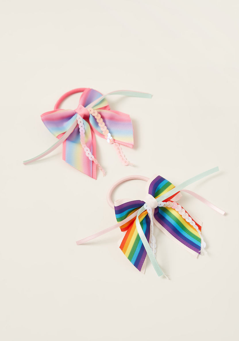 Charmz Bow Accented Elasticated Hair Tie - Set of 2-Hair Accessories-image-0