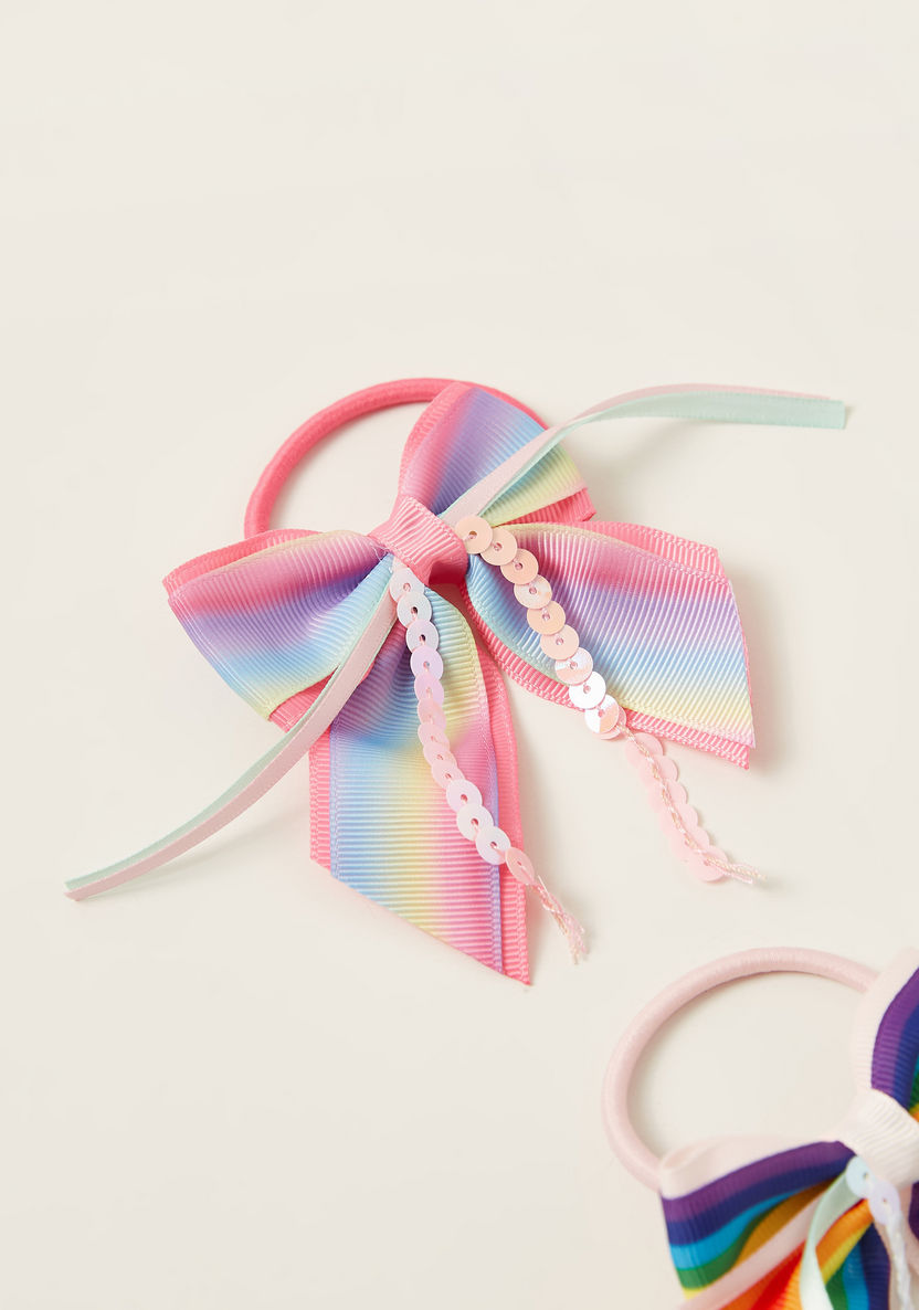Charmz Bow Accented Elasticated Hair Tie - Set of 2-Hair Accessories-image-1