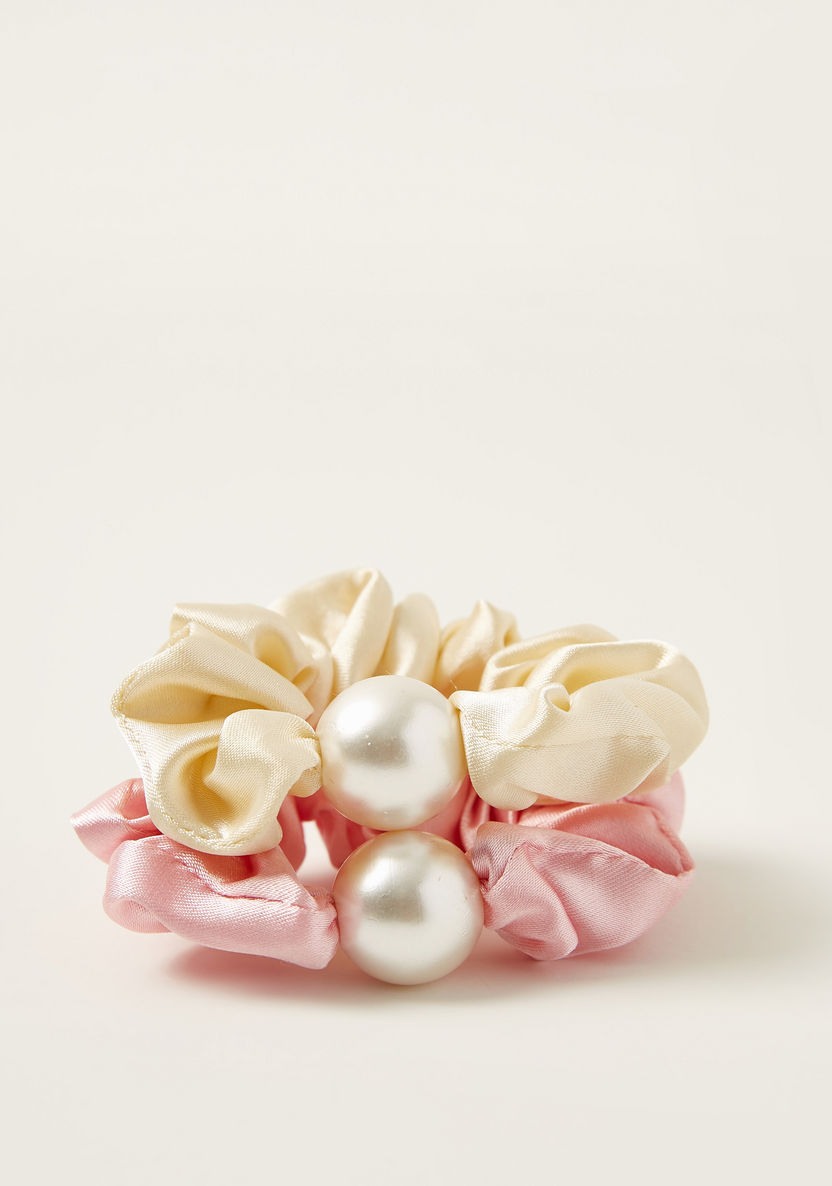 Charmz Solid Hair Tie with Pearl Detail - Set of 2-Hair Accessories-image-0