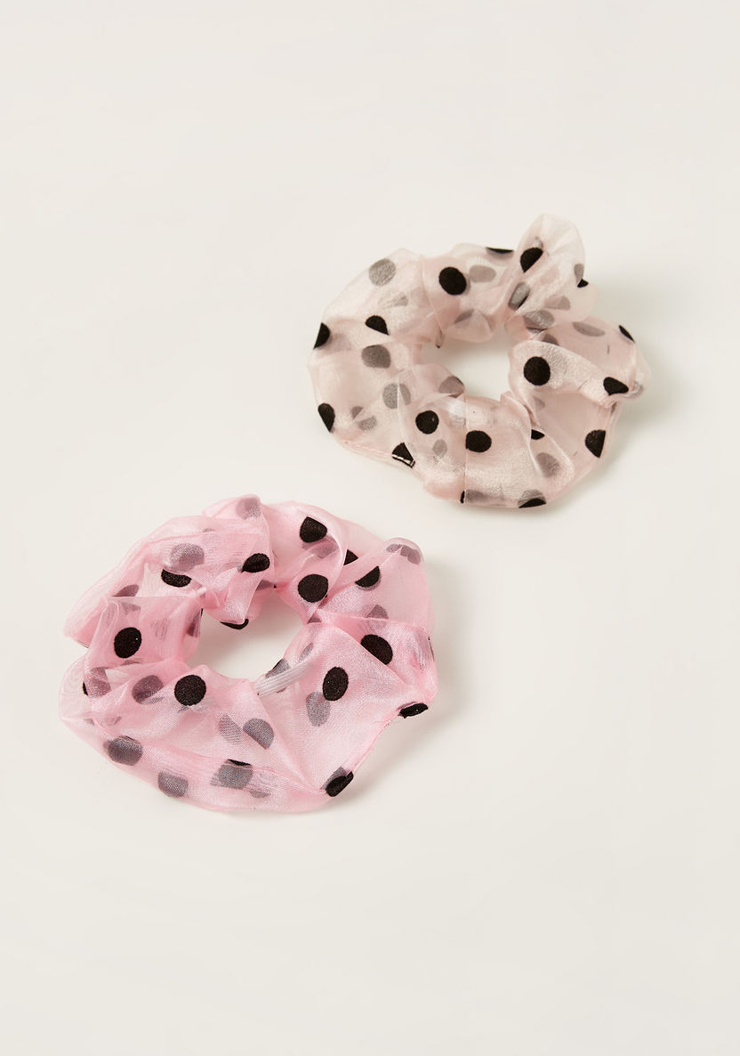 Charmz Polka Dot Print Hair Tie - Set of 2-Hair Accessories-image-1