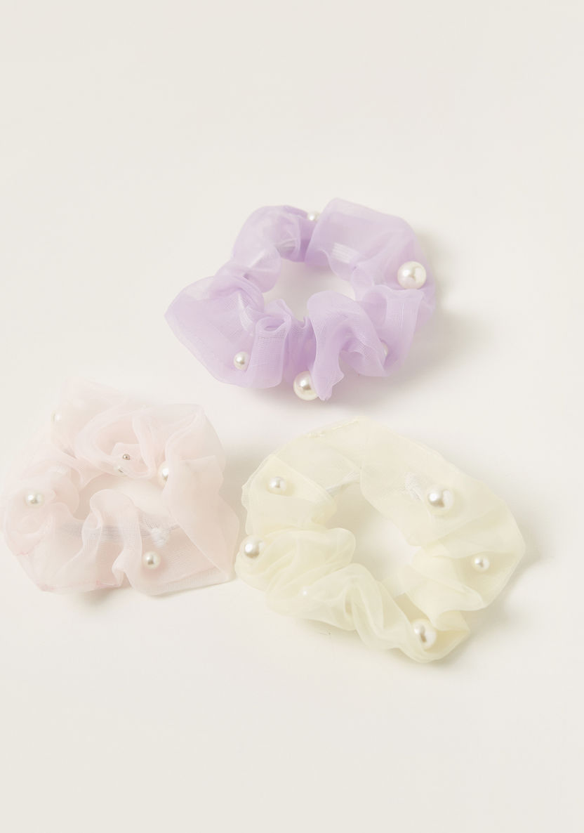 Charmz Pearl Embellished Scrunchie - Set of 3-Hair Accessories-image-1