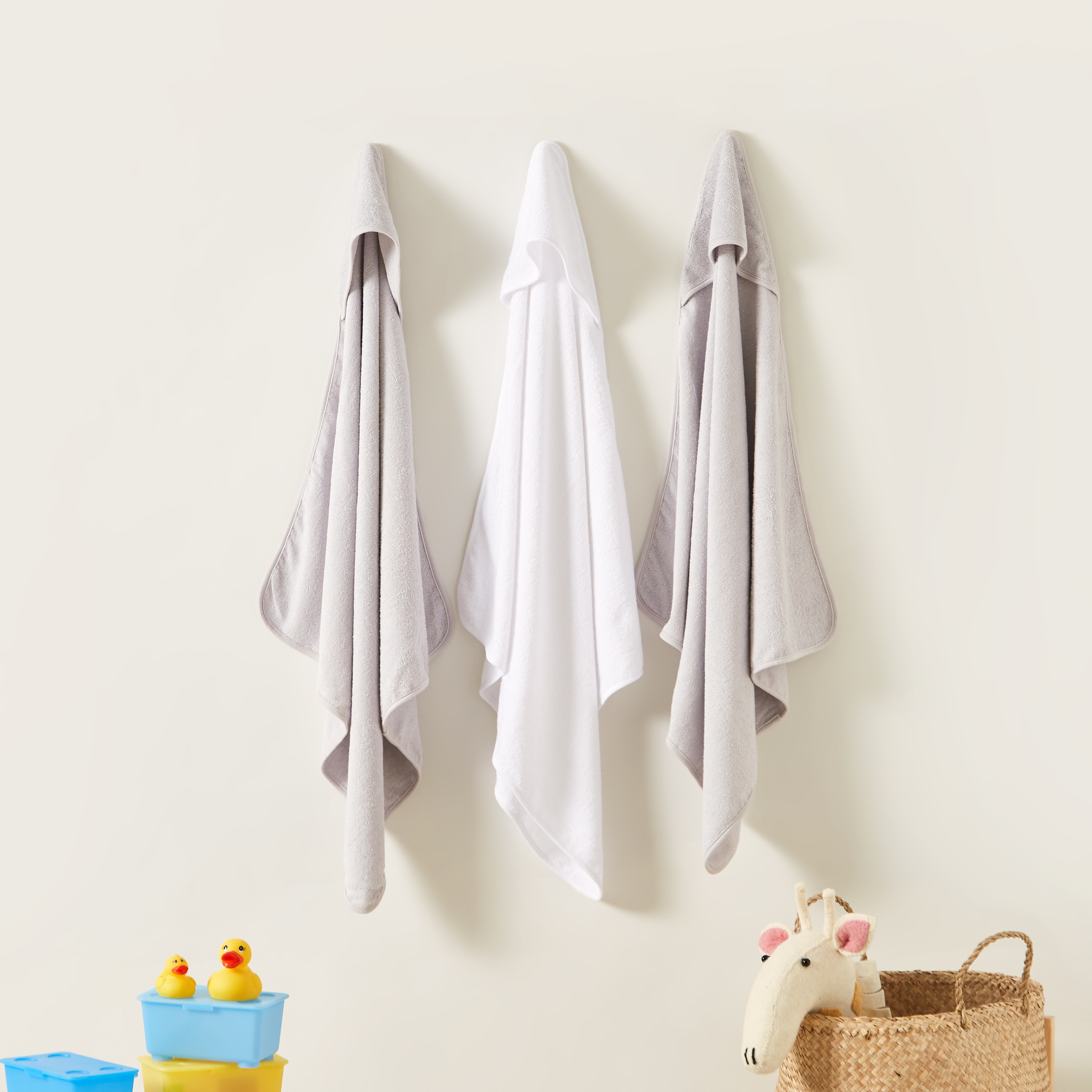 Juniors 3-Piece Hooded Towel Set - 75x75 cms-baby-bathandcare-towels-image-1
