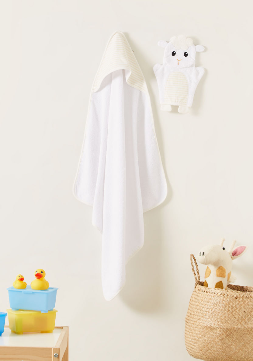 Juniors Striped 2-Piece Hooded Towel and Mitten Muppet Set - 75x75 cms-Towels and Flannels-image-0