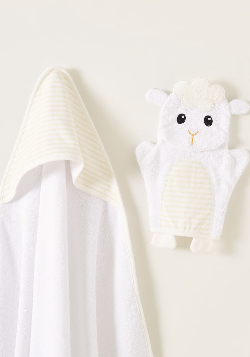 Juniors Striped 2-Piece Hooded Towel and Mitten Muppet Set - 75x75 cms-Towels and Flannels-image-1
