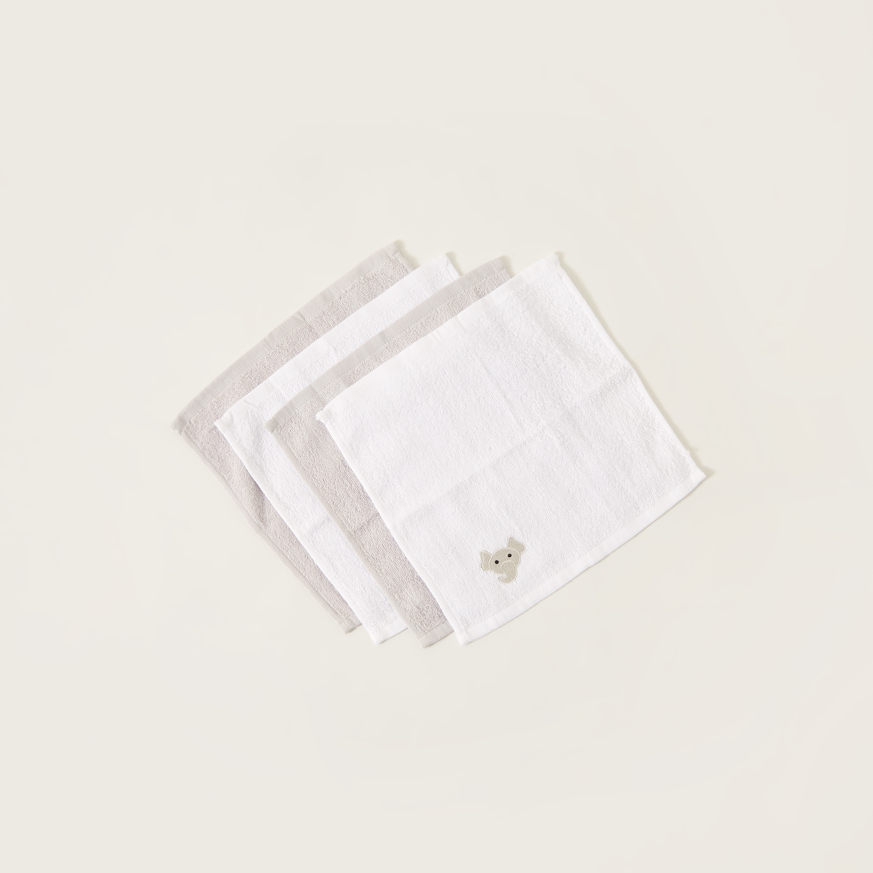 Juniors Embroidered 4-Piece Wash Cloth Set - 26x26 cms-baby-bathandcare-towels-image-2