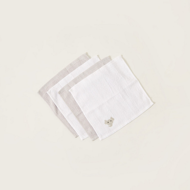 Juniors Embroidered 4-Piece Wash Cloth Set - 26x26 cms