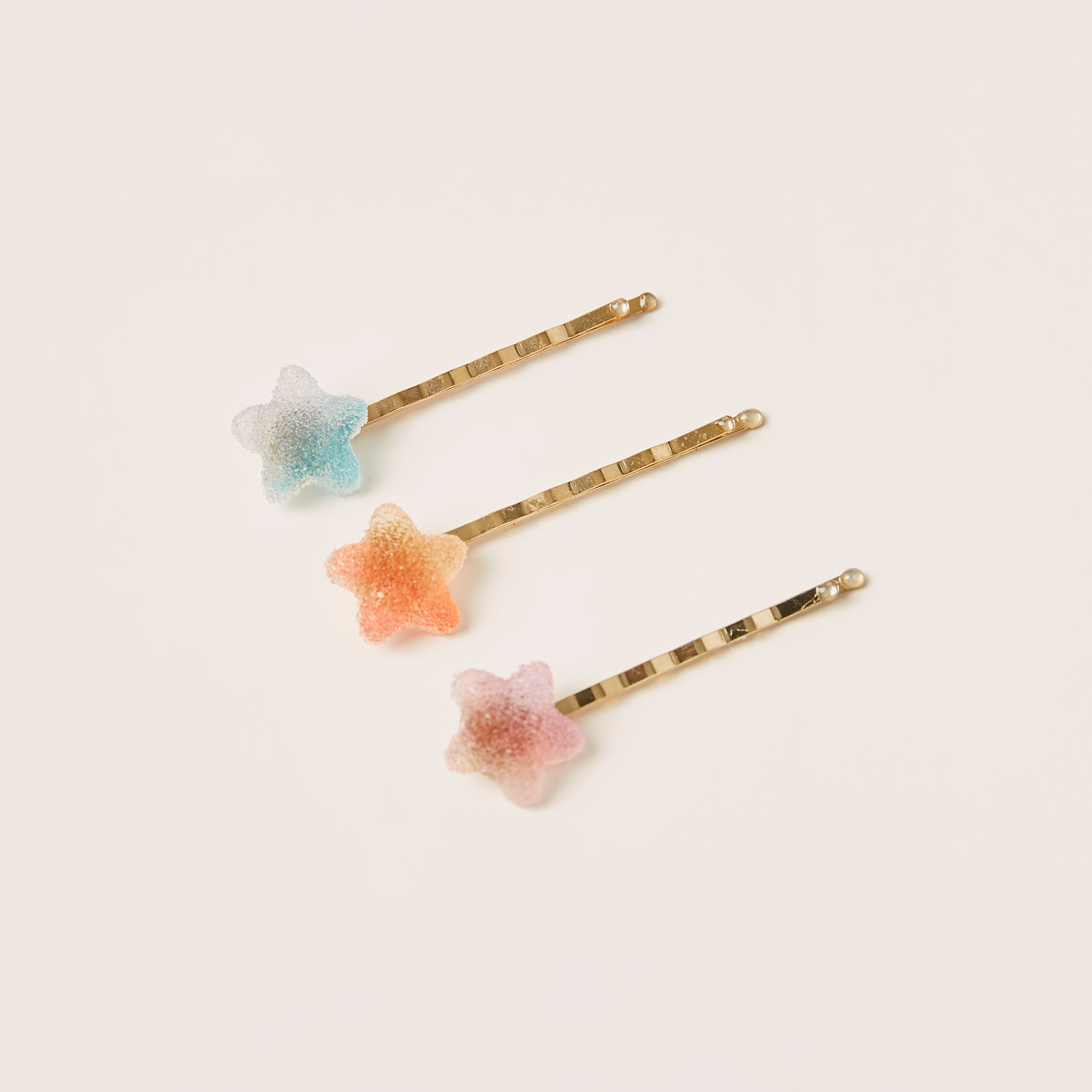 Charms Star Applique Detail Metallic Hair Clip - Set of 3-baby-girls-accessories-hairaccessories-image-1