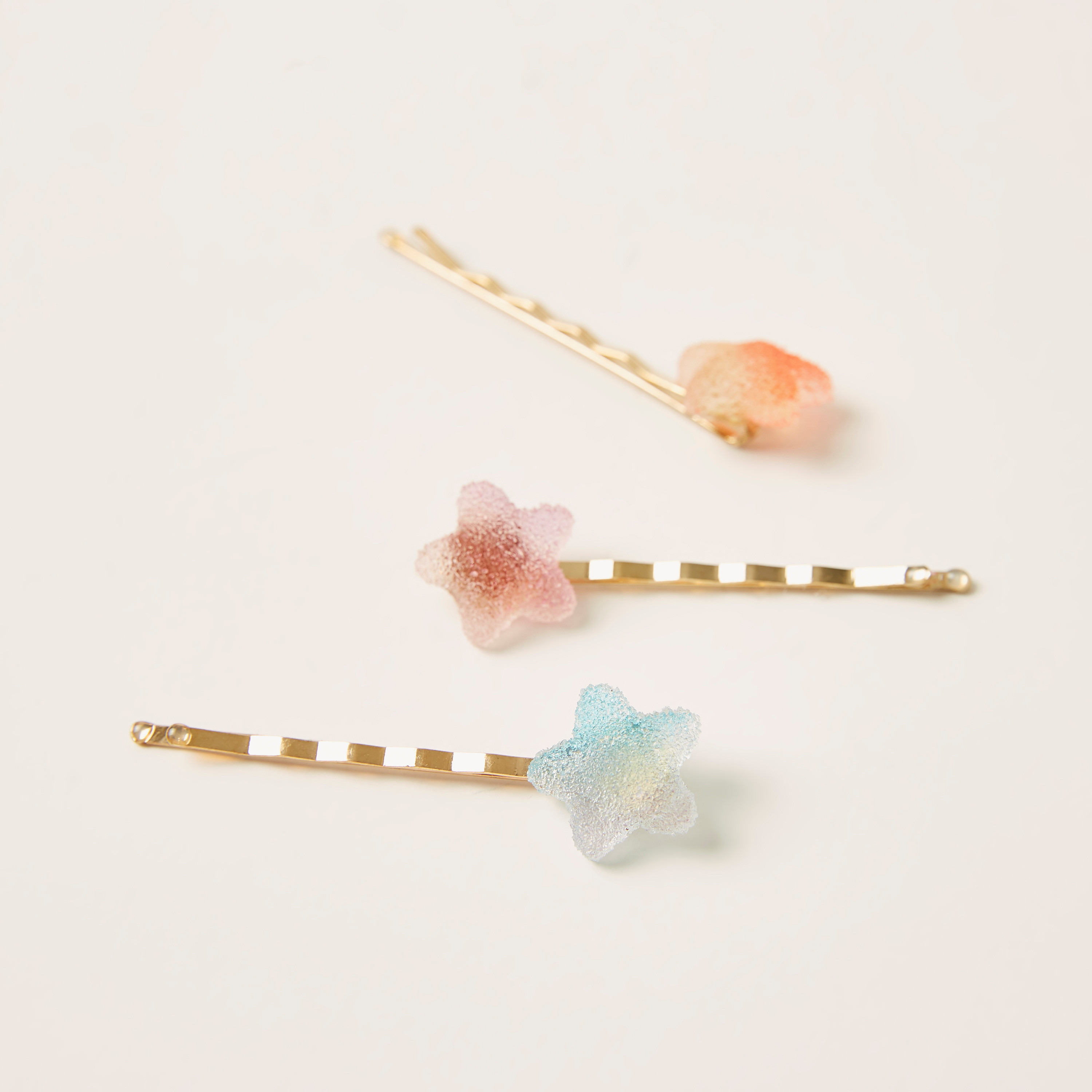 Charms Star Applique Detail Metallic Hair Clip - Set of 3-baby-girls-accessories-hairaccessories-image-3