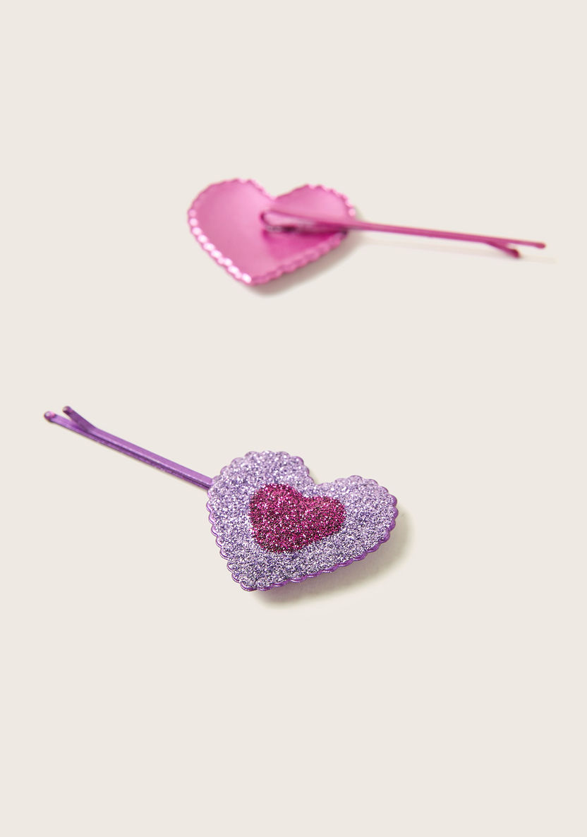 Charmz Heart Embellished Hair Pin - Set of 2-Hair Accessories-image-2