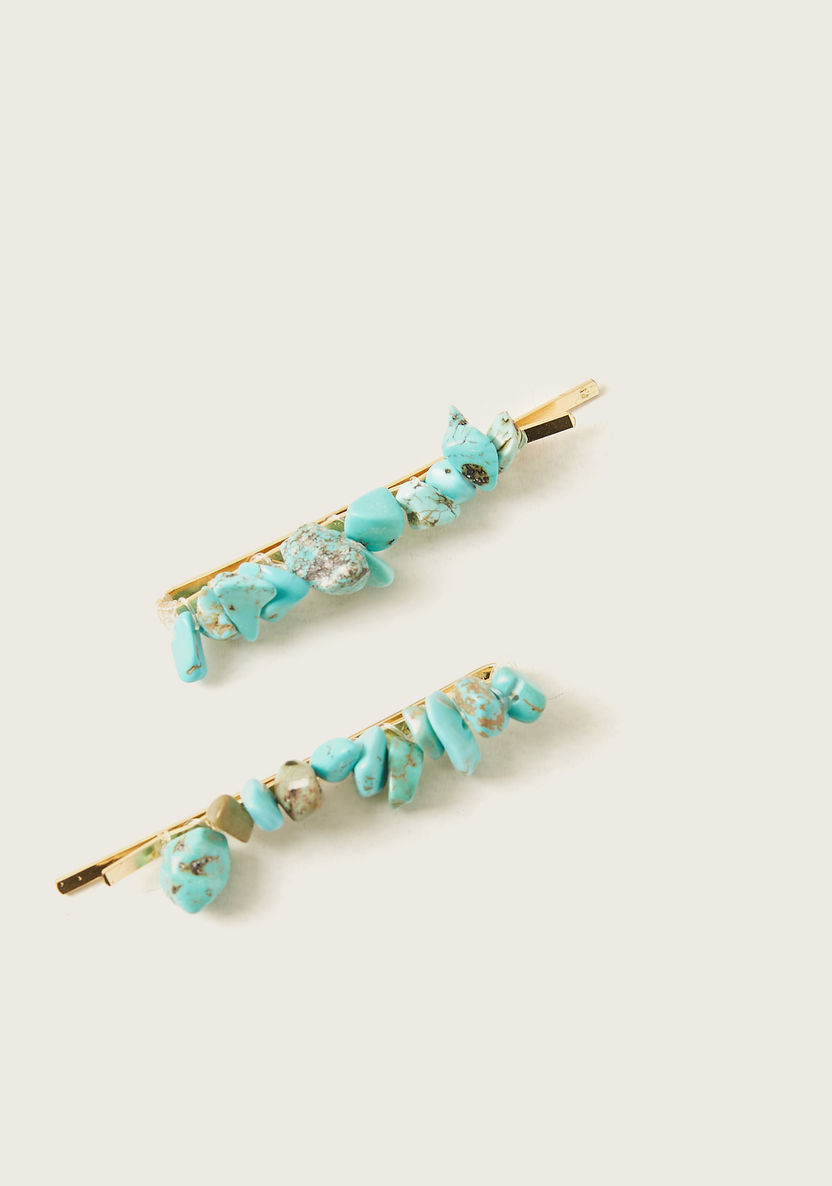 Charmz Stone Studded Hair Pin - Set of 2-Hair Accessories-image-1