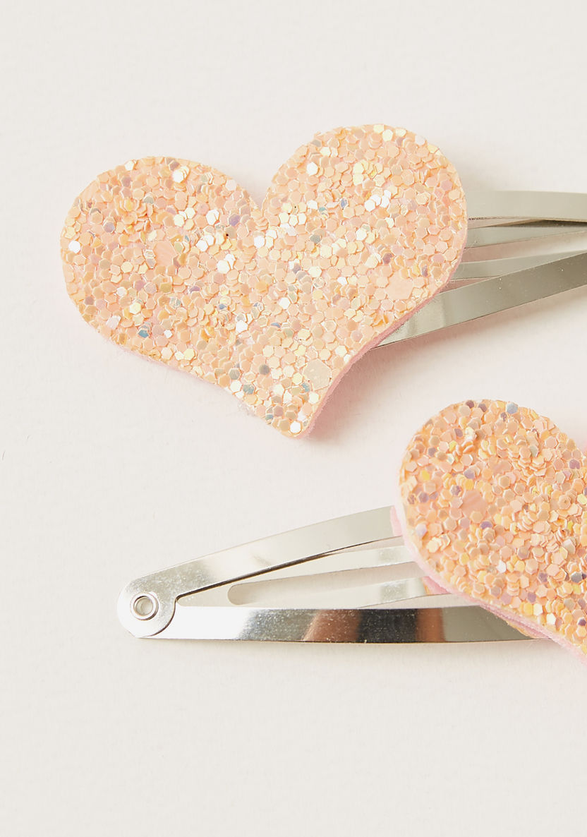 Charmz 2-Piece Glitter Heart Applique Hair Clip Set-Hair Accessories-image-2
