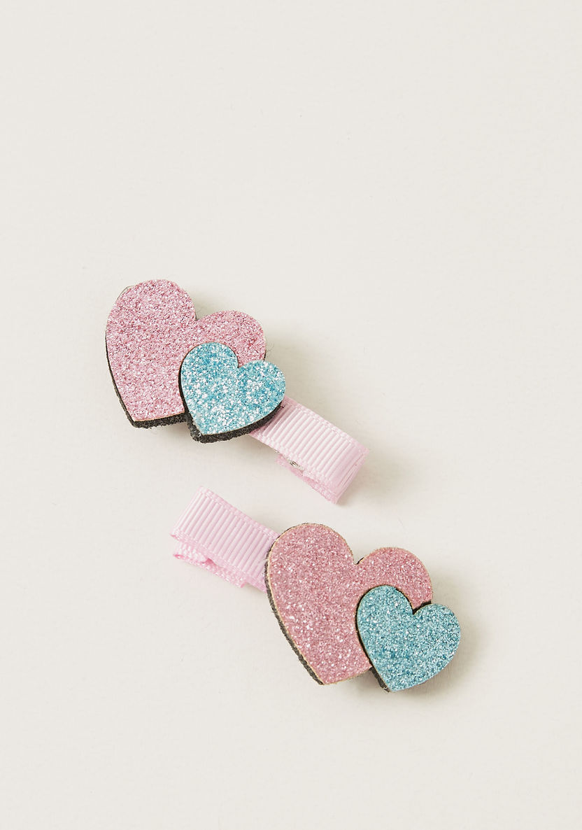 Charmz 2-Piece Heart-Shaped Glitter Hair Clip Set-Hair Accessories-image-0