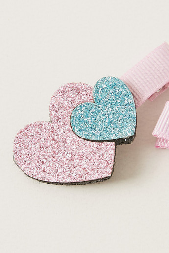 Charmz 2-Piece Heart-Shaped Glitter Hair Clip Set