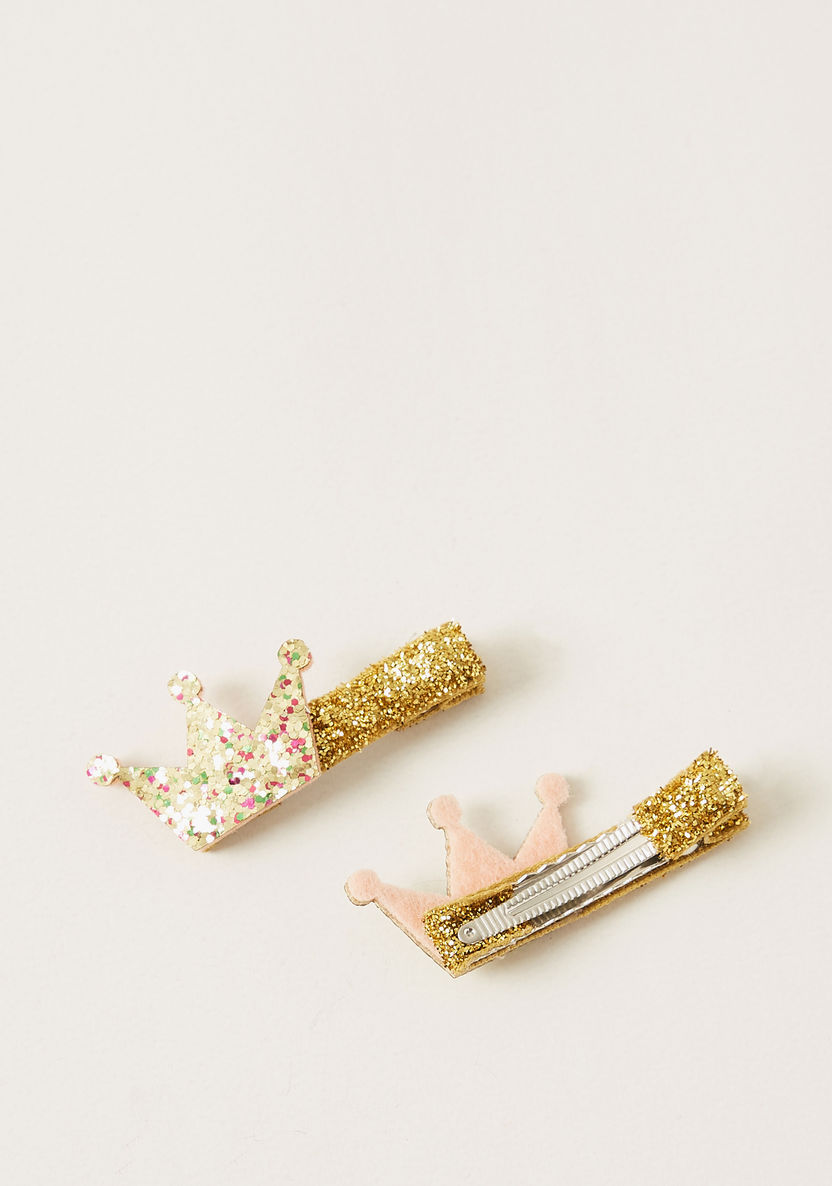 Charmz Glitter Finished Crown Accented Hair Clip-Hair Accessories-image-1