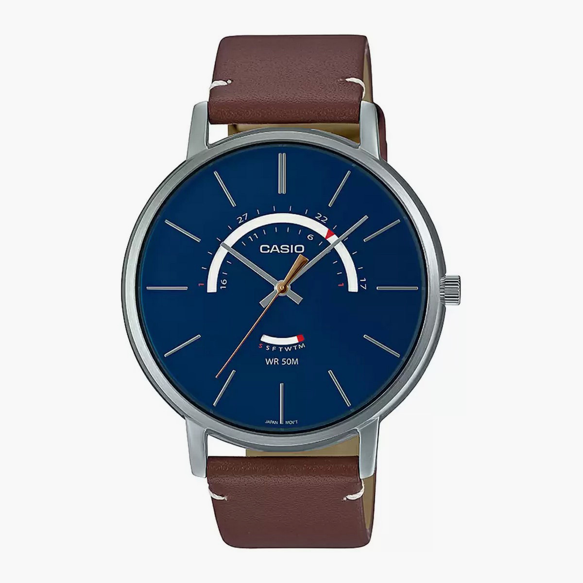 ساعة كاسيو للرجال من انالوج عقارب وسوار من جلد طبيعي أسمر - MTP-B105L-2AVDF-men-watchesandjewellery-watches-image-1