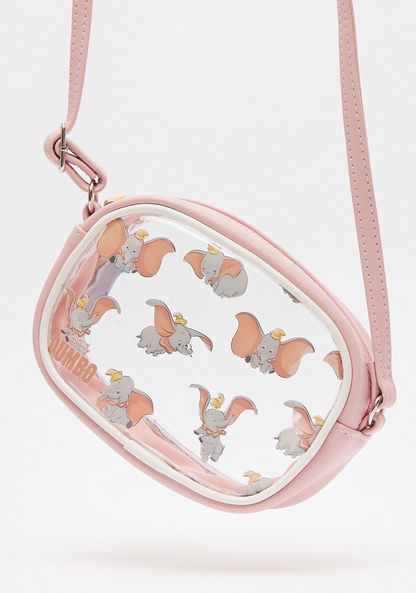 Dumbo Print Crossbody Bag with Adjustable Strap and Zip Closure