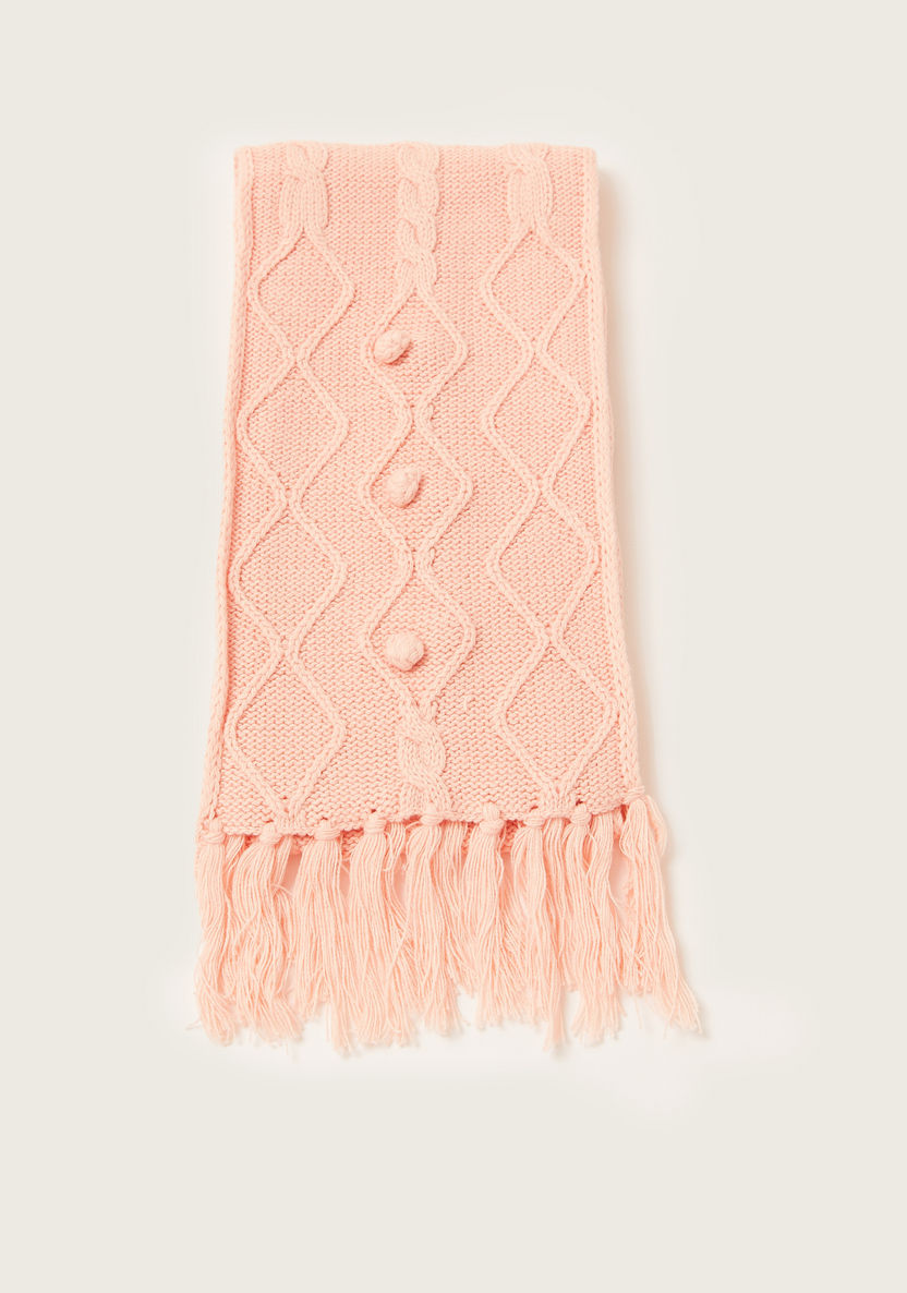 Juniors Textured Scarf with Fringe Detail-Scarves-image-1