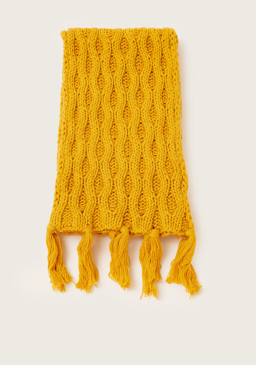 Juniors Textured Scarf with Fringe Detail-Scarves-image-1