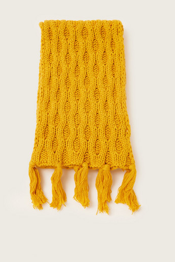 Juniors Textured Scarf with Fringe Detail