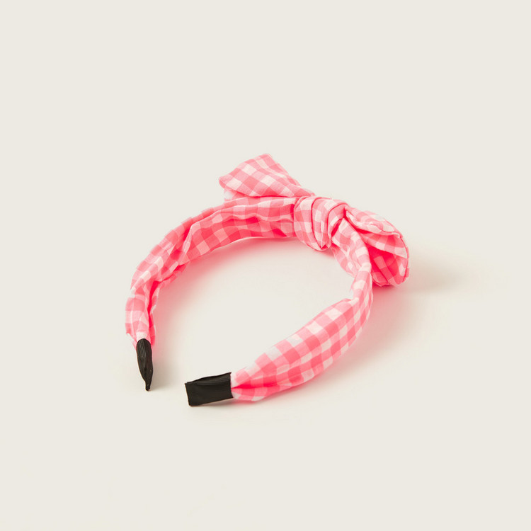 Charmz Checked Hairband with Bow Detail