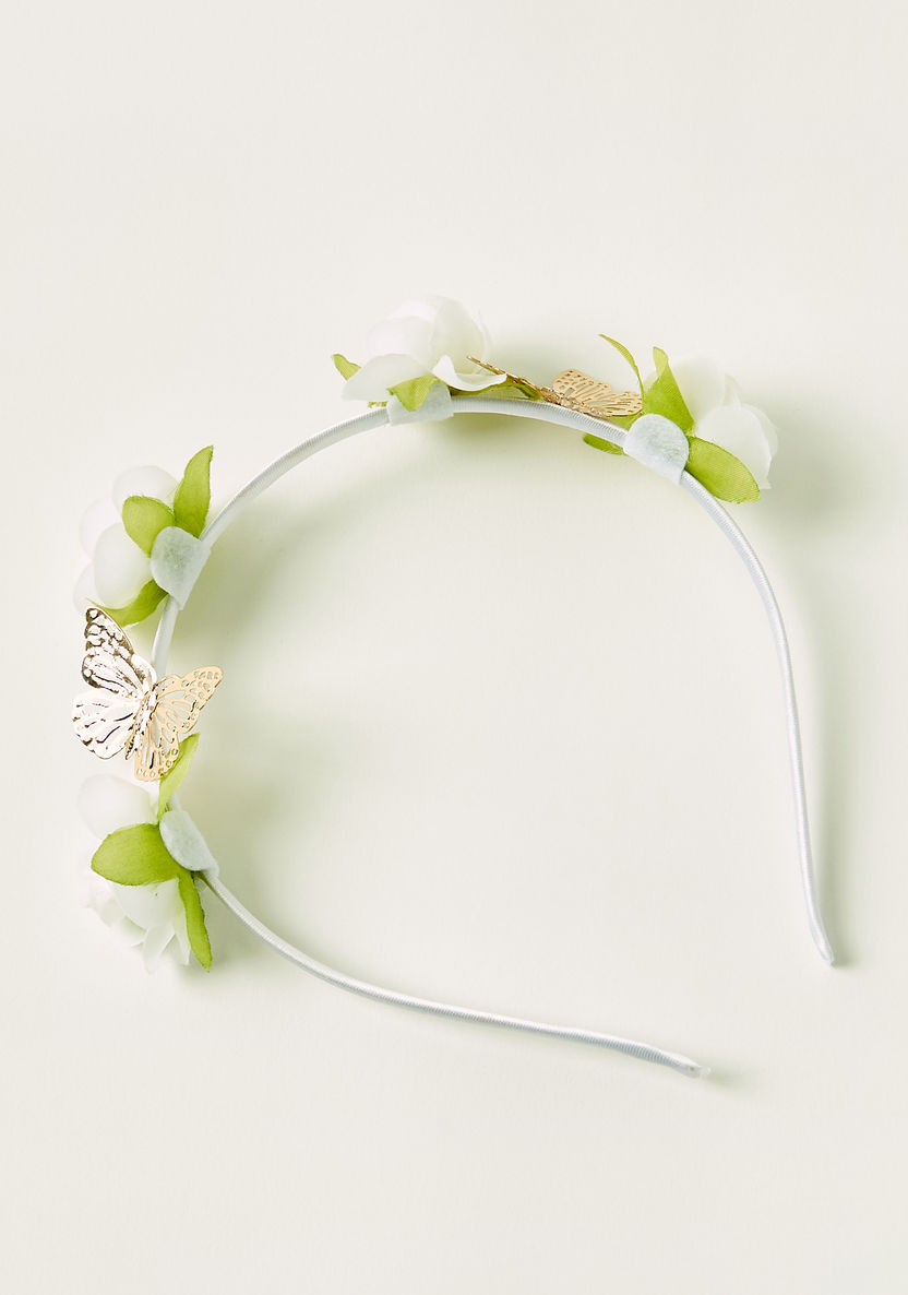 Charmz Floral Embellished Hairband with Butterfly Accents-Hair Accessories-image-0