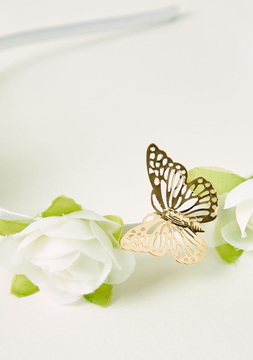 Charmz Floral Embellished Hairband with Butterfly Accents-Hair Accessories-image-1