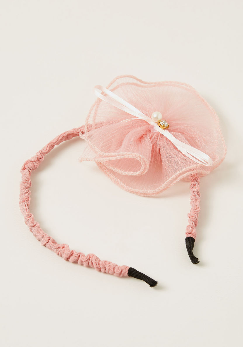 Charmz Ruffle Hairband with Mesh and Pearl Detail-Hair Accessories-image-0