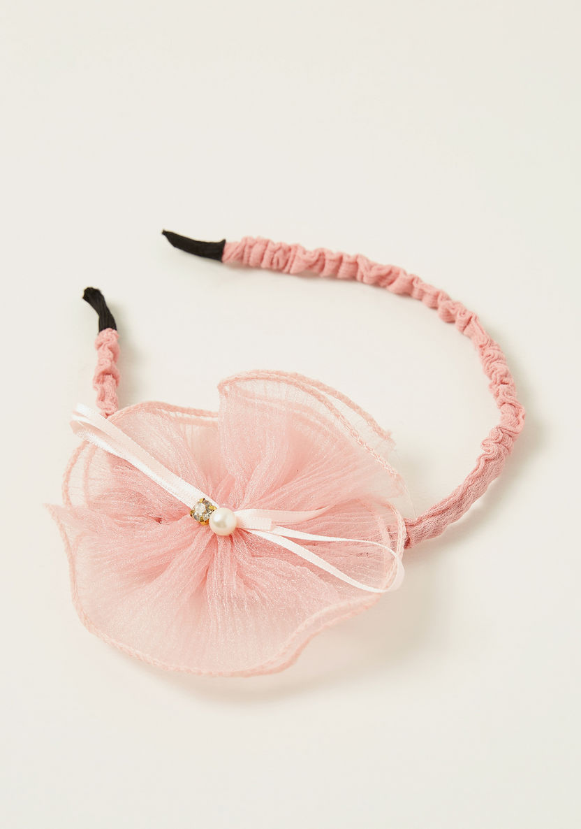 Charmz Ruffle Hairband with Mesh and Pearl Detail-Hair Accessories-image-2