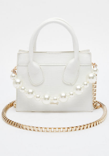Missy Animal Textured Tote Bag with Pearl Chain Accent-Women%27s Handbags-image-0