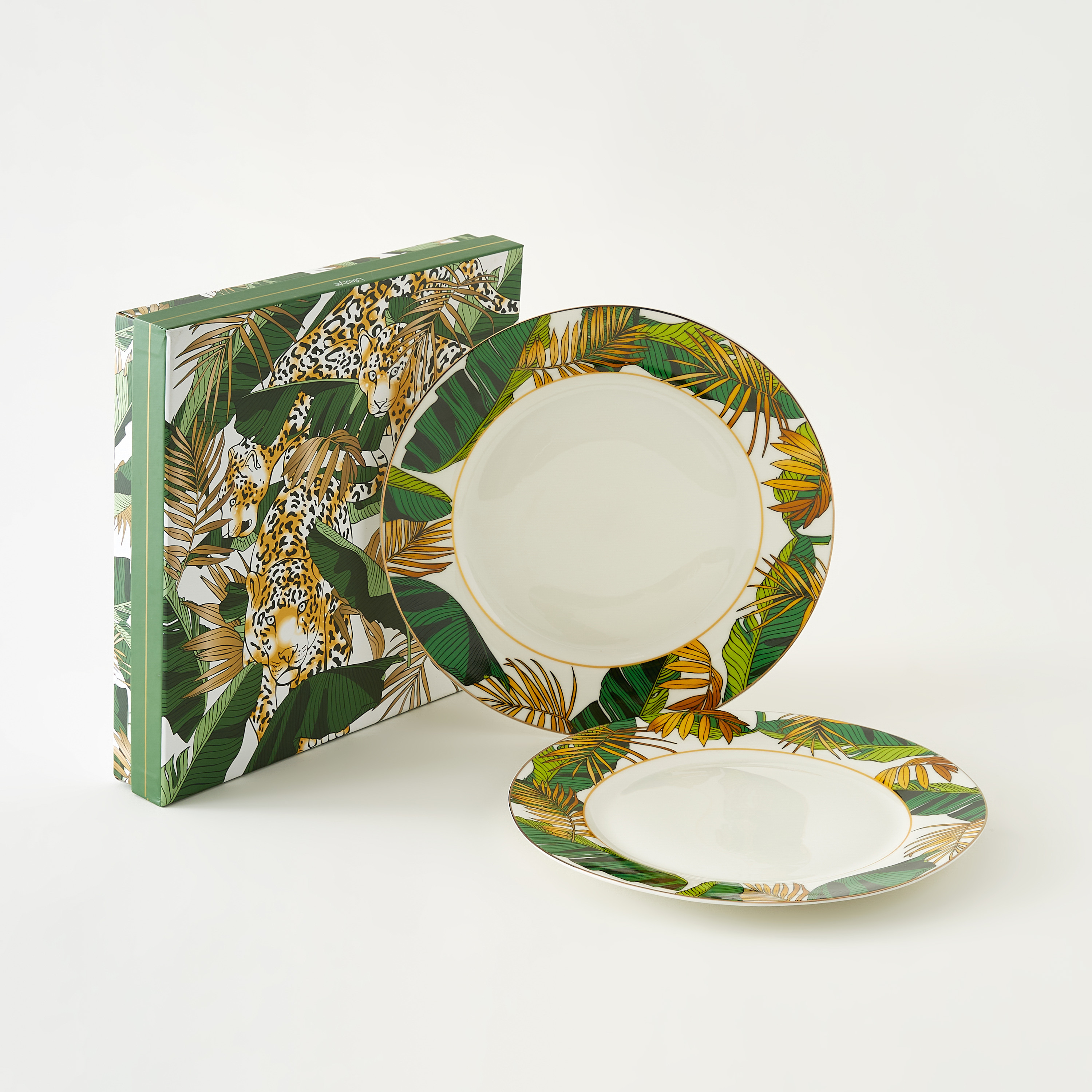 طقم صحون عشاء قطعتين بطبعات استوائية - 26 سم-household-dining-dinnerware-plates-image-4