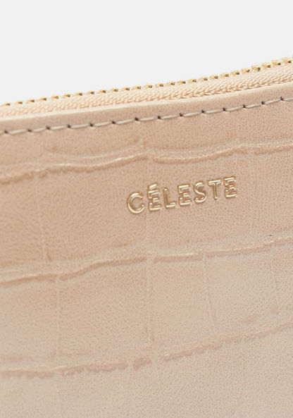 Celeste Animal Textured Mini Card Holder with Zip Closure-Wallets & Clutches-image-1