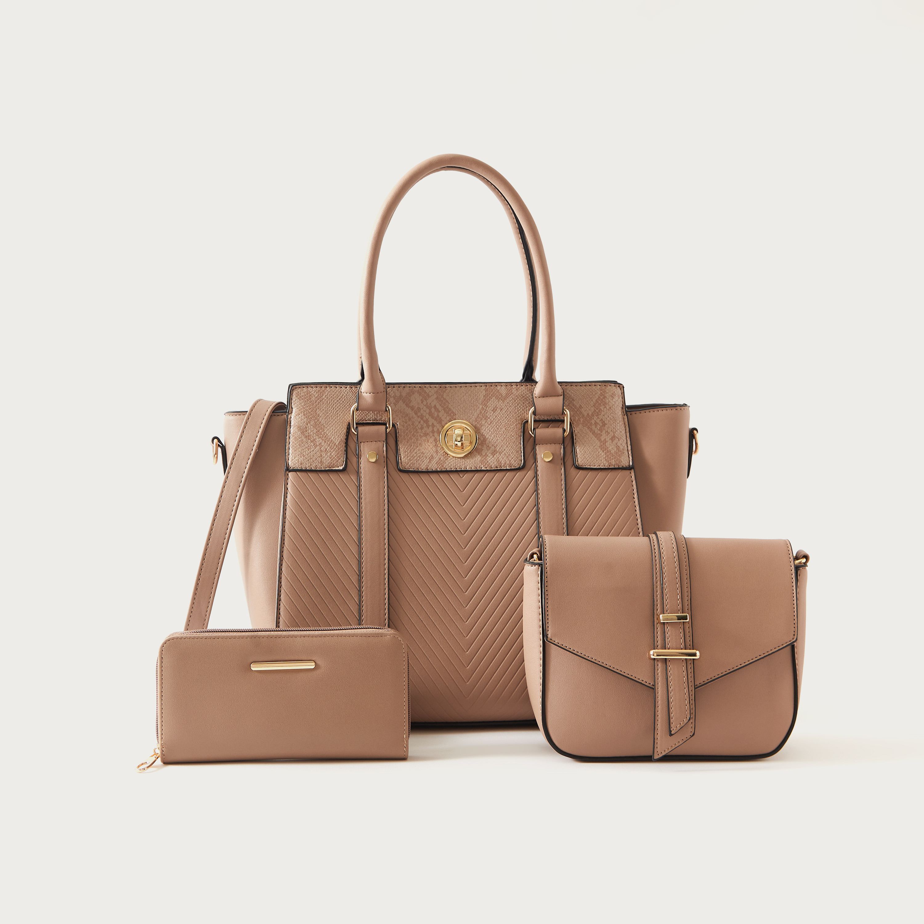 طقم شنطة توتي بطبعات ثعبان وشنطة كروس بودي ومحفظة 3 قطع من ساشا-women-bagsandwallets-handbags-image-1