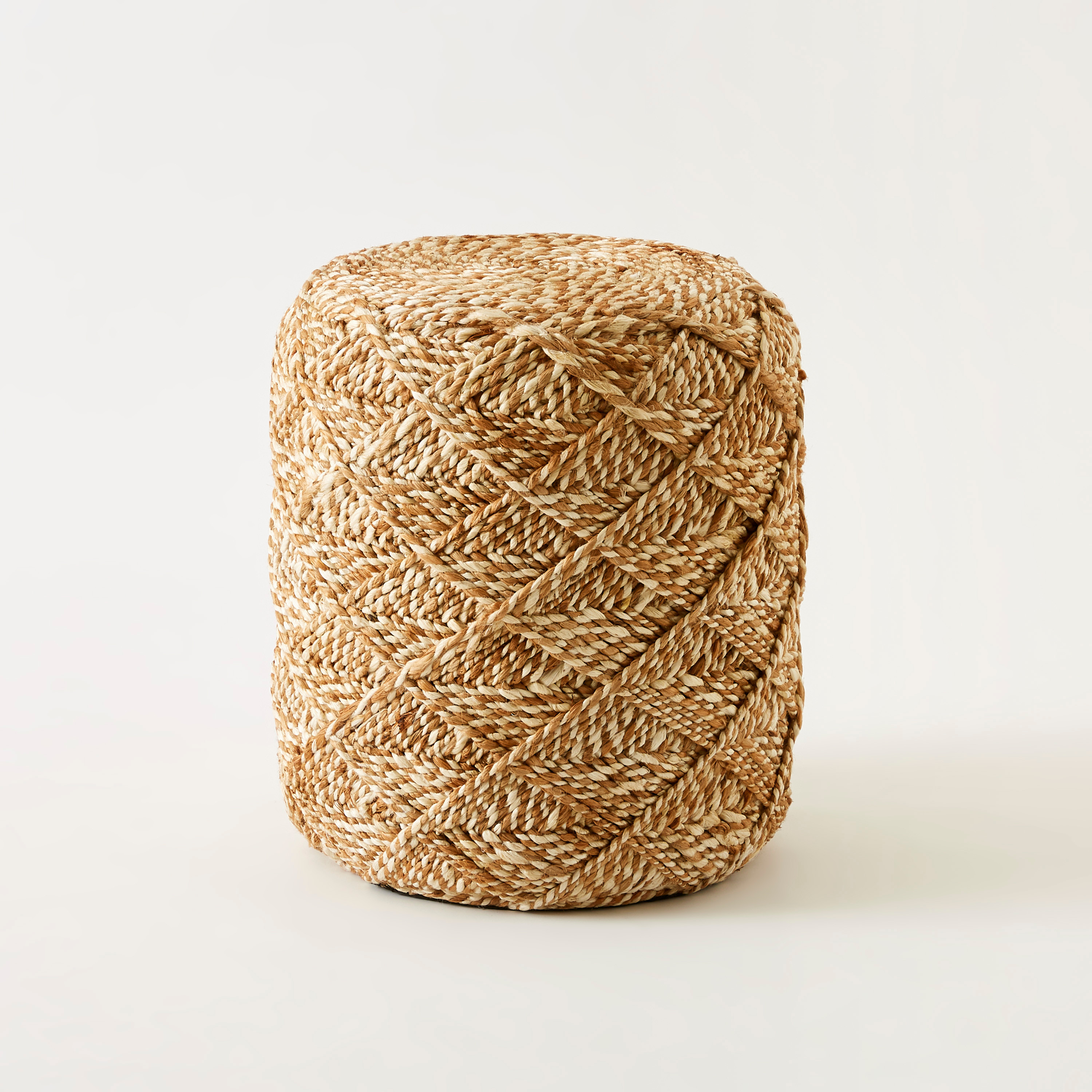Textured Jute Ottoman - 40x40x45 cms-furniture-sofaandseating-ottomansbeanbagsandpoufs-image-1