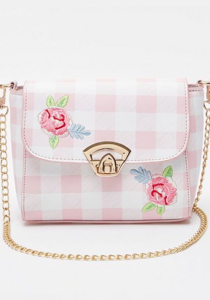 Missy Checked Crossbody Bag with Floral Embroidery Detail-Women%27s Handbags-image-0
