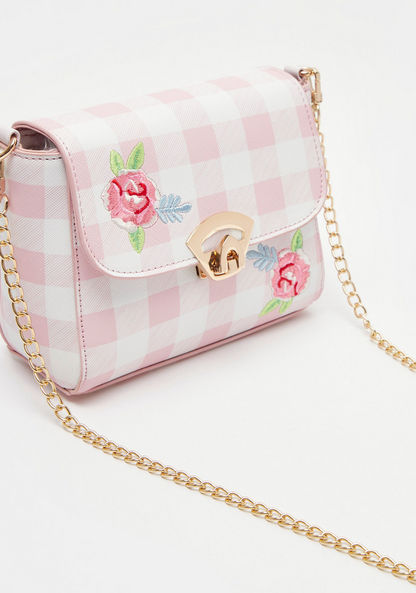 Missy Checked Crossbody Bag with Floral Embroidery Detail-Women%27s Handbags-image-2